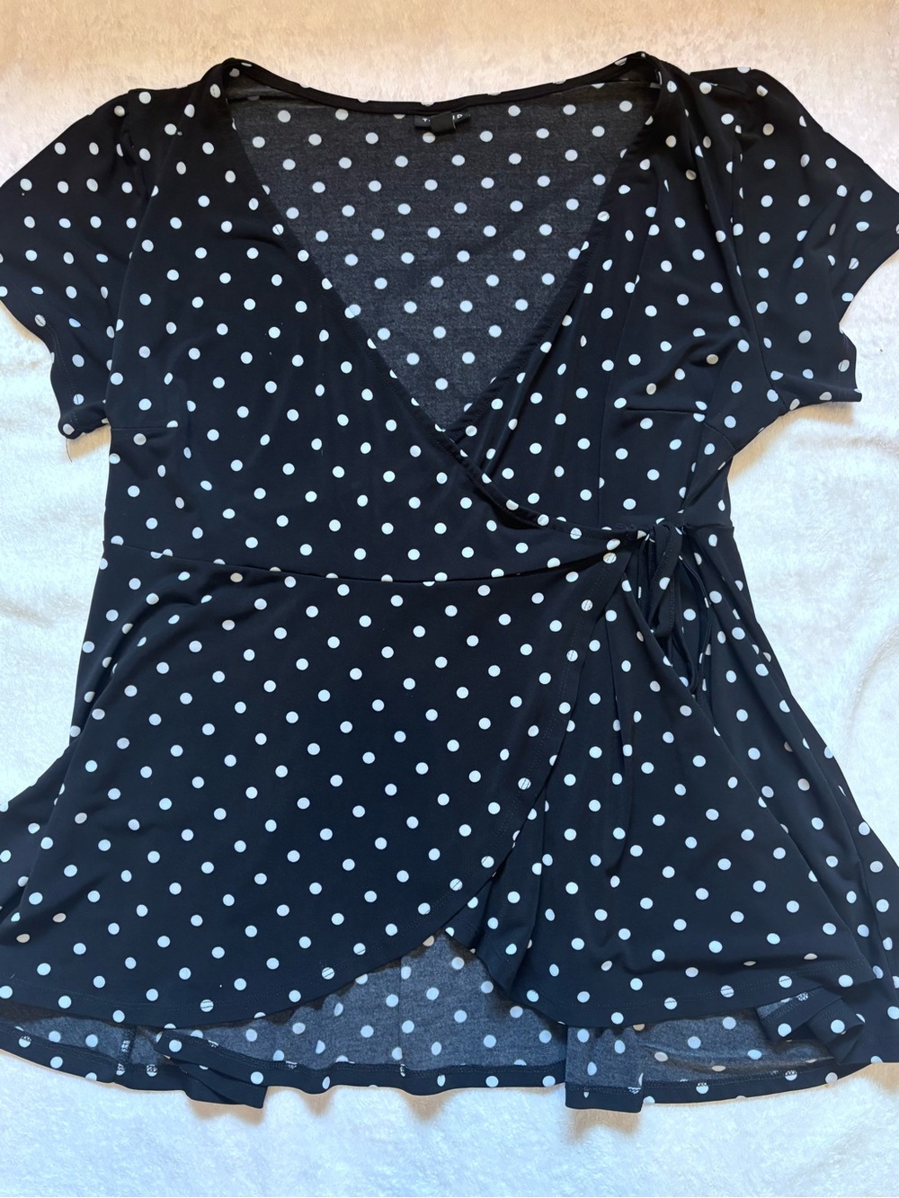 Torrid Black Polka Dot Wrap-Style Women's Top